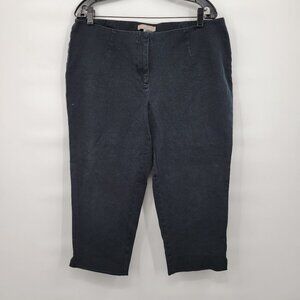 Chico's Women Black High Waist Cropped Stretch Hem Slit Pants Size 16